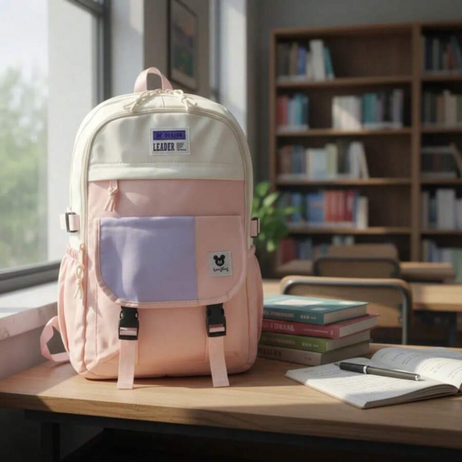 Mochila Escolar Faculdade Variedades de Cores - Rosa - Visão 1