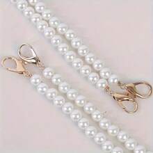 1pc Portable Phone Lanyard Crossbody Necklace, Beaded Pearl Phone Strap Handmade Chain - Multicolor - View 3