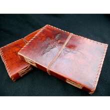 Handmade Large Leather Diary Journal Sketchbook - DRAGONS Design - Unlined Paper - A - View 2