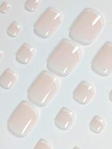 24pcs White French Nail Stickers, Pressure-Activated, Essential For Summer, Simple & Elegant To Enhance Aesthetics. 1 Nail File + 1 Random Jelly Gel Included - Multicolor - View 3