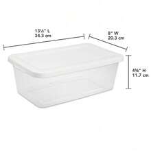 Set Of (10) 6 Quart Storage Boxes, Clear Plastic Storage Bin With  Lid, White - 白色 - 查看 5