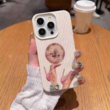 1个TPU材质复古粉色条纹迪斯科球高跟鞋图案手机壳，兼容 17 Pro Max/17/16 Pro Max/15/13/12/11、S20 FE/A15/S24/A55、Note 11/Note 12/Note 13 Pro，全包防摔软壳保护套 - 白色 - 查看 4