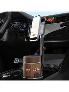 二合一磁吸式车载杯架手机支架 - 强力磁铁，360°旋转伸缩调节臂，ABS耐用材质，适用于大多数车型，附赠2个手机磁性贴纸 - 黑色 - 查看 8
