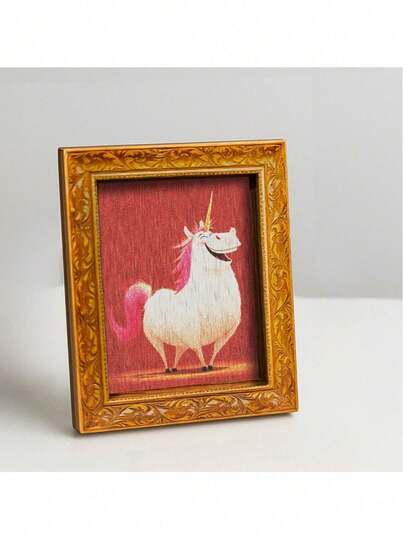 1pc Cute Unicorn Fridge Magnet, Wooden Mini Decorative Painting With Pink Mane Happy Unicorn, Wooden Fridge Sticker, Home And Office Decor, Holiday Gift And Kitchen Accessory