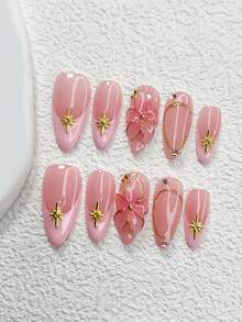 10Pcs Wind Polygel Nail Set,Acrylic Press-On Nails,Hand-Pinched Five-Petal 3D Camellia Nail Art Accessories,Golden Starlight,Comes With Nail Tools(1 Sheets Jelly Stickers+1PC Nail File)3 Sizes Available,Almond Nails, Duck Nails,Coffin Nails,Suitable For Daily, Reunion,Party,Photograph,Play,Spring Summer,Commute Supplies Nails,Great Gift For Ladies And Girls Press On Nails - Nhiều màu - Xem 11