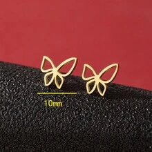 Một đôi bông tai hình bướm rỗng dễ thương bằng thép không gỉ, đơn giản và đa năng, phù hợp cho mọi dịp. Đây là phụ kiện thời trang dành cho phái nữ. Hoàn hảo cho một bữa tiệc bình thường, trang sức cho Giáng sinh hoặc Ngày Valentine. - GED799 - Xem 10