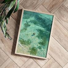 单幅无框帆布海报，绿色抽象油画印刷品 | 双人游泳主题艺术品 | 绿松石色调绘画 | 绿色墙面装饰艺术 | 绿色极简主义艺术 - 彩色 - 查看 8