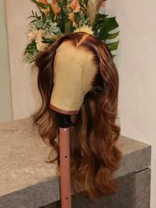 Highlight Ombre Honey Blonde Synthetic Lace Front Wig Natural Looking 13x4 HD Transparent Lace Front Wig Human Hair Body Wave 200% Density Synthetic Wigs For Women Glueless Wig For Daily Wear - 突出金髮女郎 - 查看 3