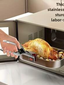 1PC Stainless Steel Anti-Scalding Clip, Kitchen Bowl Clip, Steamer Clip, Heat-Resistant Kitchen Tool. Functional Anti-Scalding Clip With Silicone Anti-Slip Material. Suitable For Air Fryers, Steamers, And Ovens. Ergonomic Handle - Lightweight And Easy To Use. - Multicolor - View 2