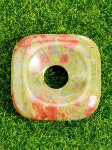 Natural Stone Square Peace Buckle Pendant-30*30mm With A Thickness Of 7Mm,Three-Dimensional Pendant For Jewelry Making, Handmade Necklace Additions, Valentine'S Day Gift, New Year Gift (Natural Stone Color And Texture Are Random) - Multicolor - View 14