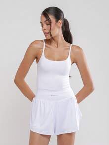 Women's Tank Top With Thin Straps, Polyamide, For Workout And Casual Wear - trắng - Xem 2