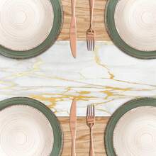 Platinum Marble Linen Table Runner, Bedroom Coffee Vanity Dresser Scarf, Farmhouse Style Table Runner, Kitchen Dining Table Party - Multicolor - View 8