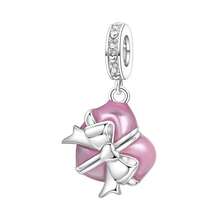 CYMYSS 1pc 925 Silver Plated Romantic Heart Pendant, Inlaid Cubic Zirconia, Openable Design, Pink Bow Decor, Suitable For Valentine's Day/Birthday Gift, Fashion Bracelet Accessory - Multicolor - View 7