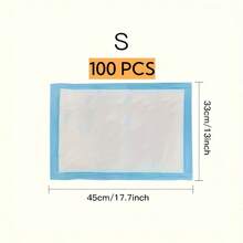 100pcs Super Absorbent Puppy Pee Pads, Leak-Proof & Quick Dry, Suitable For Dog Training, Dog Urination, Disposable Dog/Cat Pads, Thickened Pet Toilet Mat - Blue and White - View 12