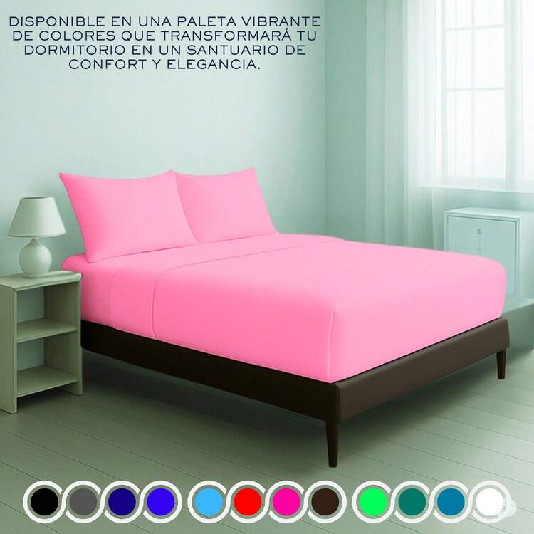 Set de sábanas Individual diseño liso de color sólido para cama 3000 Hilos, 3 piezas / 1 Forro,1 Sábana plana y 1 Funda de Almohada, Frescas y Suaves - Rosa Claro - Añade 4