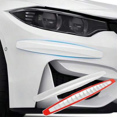 4pcs Universal Car Carbon Fiber Anti-Collision Stickers, Bumper Rubber Anti-Scratch Protective Strips, Body Anti-Scratch Strips, Practical Car Protective Accessories