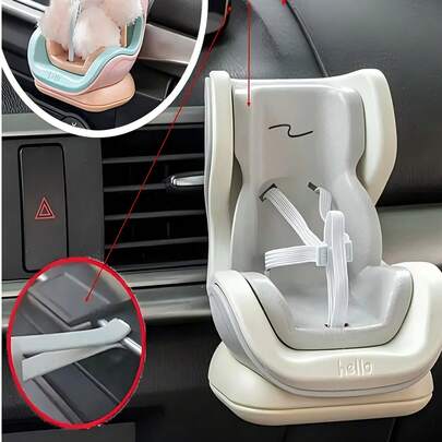 1件装汽车出风口装饰品，娃娃汽车座椅配件，带安全带的娃娃座椅，汽车娃娃座椅支架，方便放置娃娃，小巧便携，是送给家人和朋友的有趣互动装饰礼物
