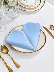 8pcs/4pcs Set Blue Satin Napkins - 30x30cm Square Satin Napkins - Soft Reusable, Suitable For Weddings, Parties, Mother's Day, Valentine's Day, Graduation, Luncheons, Restaurant Decor - Baby Blue - View 4
