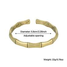 1件手工竹结几何铜手镯，仿生设计，兼具自然力量与韵律，适合专业人士或中国风爱好者佩戴，寓意稳步前进。 - 銅色 - 查看 4