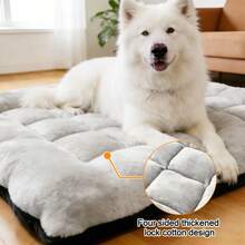 All-Season Orthopedic Pet Pad: Ultra-Thick Warm Plush & Breathable Polyester Core - Oversized Flat Mat Relieves Joint Pressure For Senior Dogs. Easy To Clean & Foldable, Fits Standard & XL Dog Crates. - Grey - View 10