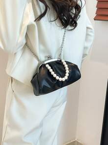 2026 New Pleated Cute Shoulder Bag, Niche High-End Chain Crossbody Shell Bag For Girls - Black - View 6
