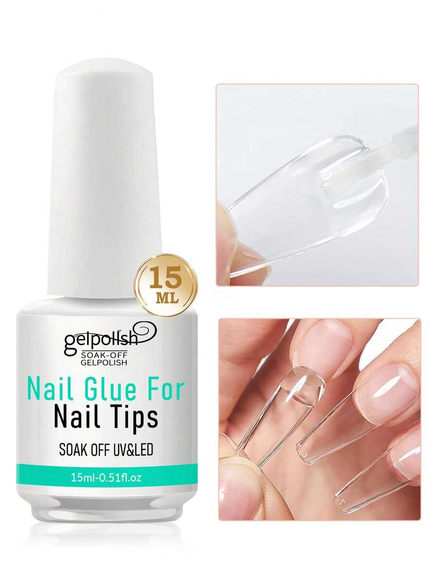 GELPOLISH 15ml Super Strong Long-Lasting False Nail Glue, Suitable For False Nail Tips, Acrylic Nails, Rhinestones, Etc., Quick Drying And Durable, Suitable For False Nails Requiring UV Curing - 1PC - View 1