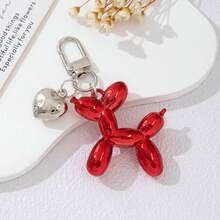 1pc Y2K Aesthetic Metallic Balloon Dog Keychain, Cute Bag Charm Pendant With Heart Decor, Fashion Backpack Accessory & Birthday Gift For Teenage Girls, Women And Animal Lovers - Balloon Dog - View 6