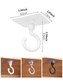 1/4/6pcs No-Trace Rotating No-Nail Ceiling Hooks, No-Drilling Damage-Free Roof/Wall Mounted Heavy-Duty Hanging Door Hooks - Multicolor - View 10