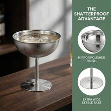 1 Set Stainless Steel Ice Cream Cup, Dessert Bowl, Round Pedestal Pudding Tray, Salad Fruit Yogurt Snack Candy Plate, Suitable For Party Use - Silver - View 5