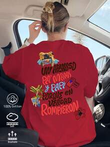 2026 Women's Spring/Summer New Arrivals: Spring/Summer T-shirts, Girls' T-shirts, White Tops, Spring/Summer Women's Clothing, Printed T-shirts, Printed Tops, Cotton Tops, High-Quality T-shirts, Blue T-shirts, Retrole, let, Retroy, Blue T-shirts, Retroy, Millennial Style, Y2K, Punk Style, Distressed Style, Minimalist Style, Simple Style, Casual Style, Everyday Style, Vacation Style, Printed with Fun Patterns - 紅色 - 查看 5