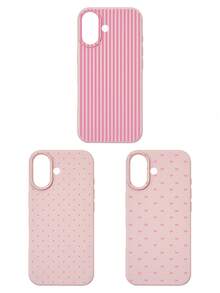 3pcs Set Soft Faux Leather Texture Bowknot/Stripe/Polka Dot Phone Case, Cute Girly Aesthetic Design, Shock-Resistant Protective Cover Compatible With IPhone & Galaxy - Multicolor - View 27