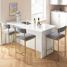 CuisinSmart 4PCS Bar Stools,Upholstered Bar Chairs With Back,PU UpholStered,25.5 Inches Kitchen Bar Stools For Kitchen Breakfast Nook Living Room Small Space - Gold-4Pcs - View 1