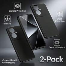 2 Black Phone Cases,Nothing Phone Black Straight Edge Cases, Compatible With A79 5G/Fundas F31/ A6 Pro 4G/5G Fundas/ Reno14 F Funda/Fundas De A5 2025/ A5 4G 2025 Case/Funda De Reno14/Funda A5 Pro/ Reno9 Pro+/ Reno9/ F27 Pro - Black - View 109