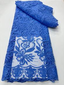 5码高品质非洲网纱蕾丝面料，1码薄款刺绣网纱蕾丝面料，新款设计，适用于尼日利亚派对、晚礼服、婚纱、家居装饰DIY工艺品，红色、白色、紫色、蓝色 - A - 查看 7