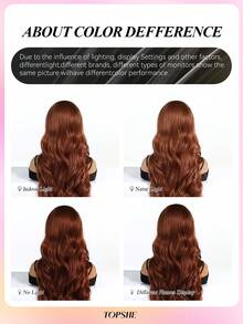 TOPSHE 28-Inch Women Long Wavy Dirty Orange Wig, High Density Heat-Resistant Fluffy Dyed Synthetic Wig, Suitable For Daily Wear, Party, Christmas Cosplay, Women's Christmas Gift, Wedding, Music Festival - Dirty Orange - View 7