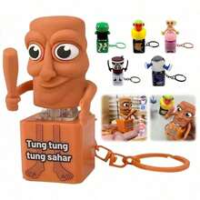 1Pc Italian Brainrot Funny Sound Keychain With Glow & Voice Feature, Novelty Italian Meme Sound Button Keyring, Funny Animals Stress Relief Fidget Toy, Creative Sensory Autism Anxiety Relief Gag Gift, Fashion Bag Charm Backpack Pendant Accessory For Teens Adults Women Men - F:茶杯女孩 - 查看 7