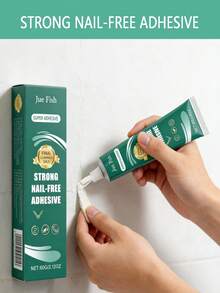 JUE FISH 1pc/60g Household No-Drill Glue, Daily Home Use Fast-Drying Adhesive Suitable For Multiple Surfaces, No Damage To Walls Or Furniture, Strong Bonding, Long-Lasting And Durable, Quick Drying And Setting, Easy To Use, Waterproof And Moisture-Proof, Indoor And Outdoor Universal - Home-use Nail-free Adhesive - View 3