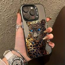 Luxury Leopard Print Rhinestone Phone Case, High-End Design, Suitable As Birthday Or Christmas Gift For Couples, Girlfriends, Daughters, Teens - Black - View 5