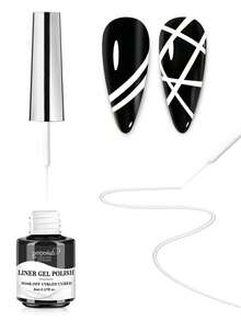 凝胶指甲油美甲彩绘凝胶线指甲油线胶凝胶指甲油白色凝胶指甲油可卸UV凝胶内置细指甲刷瓶装女士礼物 - 白色 - 查看 1