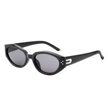 1pc Women Retro Oval Cat Eye Fashion Sunglasses, Y2K Street Style Small Frame Fashionable Glasses For Summer Beach Vacation, Outdoor Travel, Parties, Daily Wear UV Protection - 黑色 - 查看 2