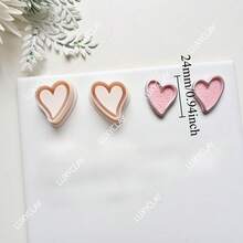 Valentine's Day Heart Shape Polymer Clay Earrings Cutters, XOXO Heart Embossed Clay Cutters For Handmade Pendants Jewelry Making, Heart Shape Dangle Clay Molds - Heart - View 8