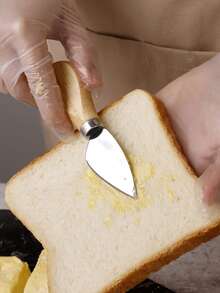 3pcs Stainless Steel Cheese Knife And Fork Set, Wooden Handle Cheese, Butter, Pizza, Cake Cutting Tools, Christmas/Halloween Gifts - Multicolor - View 11