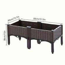 Upgraded Raised Garden Bed, Multi-Functional High Elevated Planter Box, Durable Plastic Rectangular Garden Bed Kit For Patio, Garden, Yard - 灰色-2聯 - 查看 5