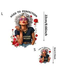 1pc/2pcs/3pcs Fashionable Grandma Floral Heat Transfer Stickers, Suitable For DIY T-Shirts, Jeans, Pillows, Backpacks, Hats And Sofa Covers, Waterproof, Fade-Resistant, Durable, Washable Plastic Stickers, Fun Patterns, Textile Decoration, Clothing Embellishment, Crafting Hobbyists - L - View 3