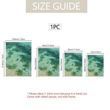 单幅无框帆布海报，绿色抽象油画印刷品 | 双人游泳主题艺术品 | 绿松石色调绘画 | 绿色墙面装饰艺术 | 绿色极简主义艺术 - 彩色 - 查看 3