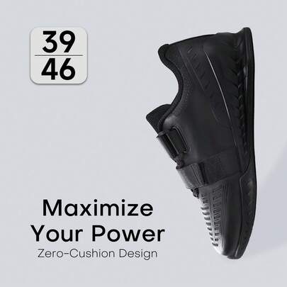 Men's Powerlifting & Squat Training Shoes, Stable Gym Shoes For Deadlifts & Barbell Workouts, Non-Slip TPU & Rubber Sole, Supportive Hard Base Fitness Footwear