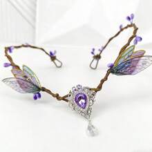 Mũ đội đầu thủ công hình nàng tiên rừng với đôi cánh bướm tinh tế, hoa tiên nữ, phụ kiện trang phục cho trò chơi nhập vai, dạ hội, tiệc tùng, tiệc công chúa, quà tặng ngày Valentine cho phụ nữ, vương miện, vương miện cài tóc. - Nhiều màu - Xem 8