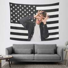 1pc Customized DIY National Flag Portrait Tapestry, Creative American Flag Personalized Polyester Decorative Wall Hanging, Home, Friends, Couples Printed Tapestry, Living Room, Bedroom, Office Home Decor / Room Decor / Party Decor Wall Hanging - Multicolor - View 3