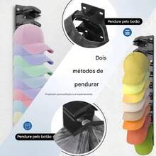 Rack de armazenamento de boné de beisebol Chapéu Rack de exibição de armazenamento de boné de beisebol Rack de armazenam.Cabideiro para guardar roupas e chapéus.Ideal para organizar roupas e chapéus. - Preto - Visão 4