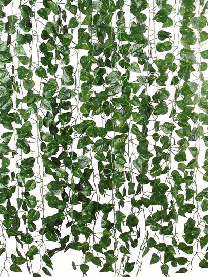 12/24pcs Silk Artificial Ivy Vine Leaves Wreath, Hanging Floral Garland For Wedding, Home, Kitchen, Garden, Office, Wall Decor, Birthday, Graduation Gift